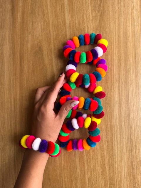 Gumka do włosów pompony boho | scrunchie