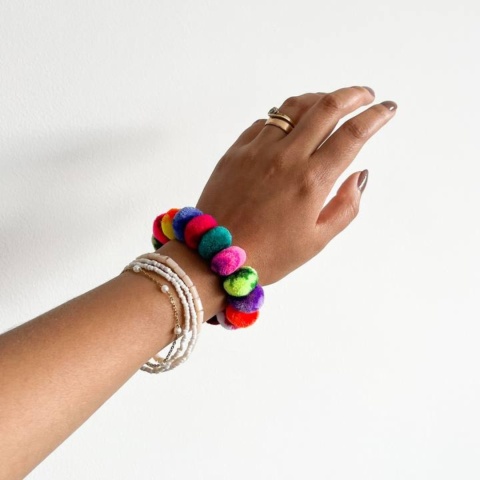 Gumka do włosów pompony boho | scrunchie