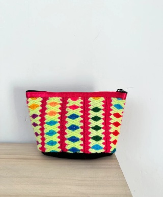 Mini portfelik na monety wełniany kolorowy – rękodzieło Peru