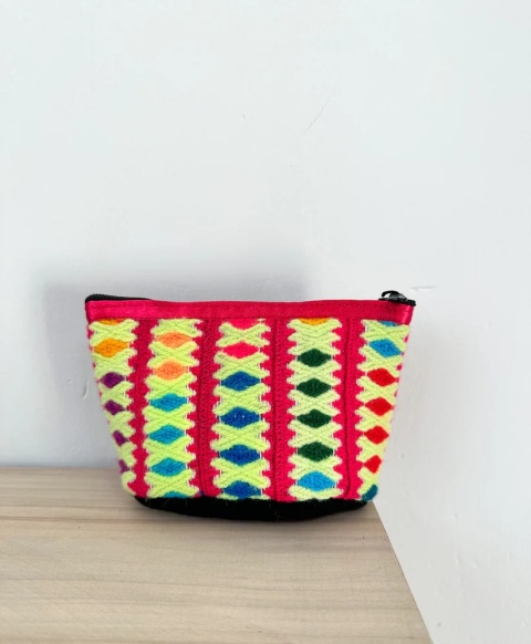 Mini portfelik na monety wełniany kolorowy – rękodzieło Peru