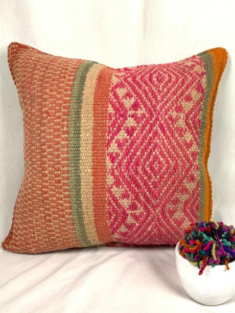 Poszewka dekoracyjna z Peru – ręcznie tkana, wełna naturalna