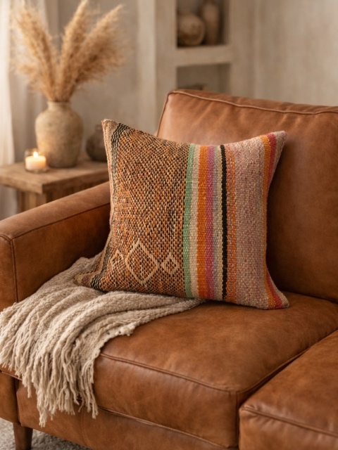 Poszewka dekoracyjna z Peru – ręcznie tkana, wełna naturalna