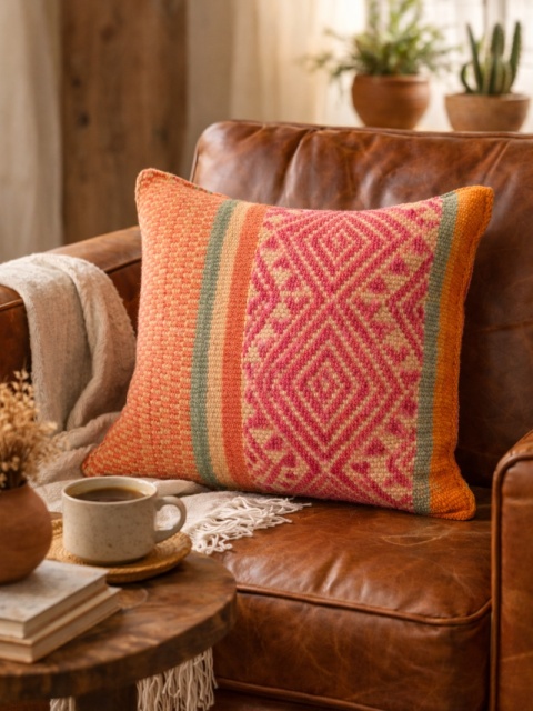 Poszewka dekoracyjna z Peru – ręcznie tkana, wełna naturalna