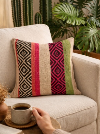 Poszewka dekoracyjna z Peru – ręcznie tkana, wełna naturalna